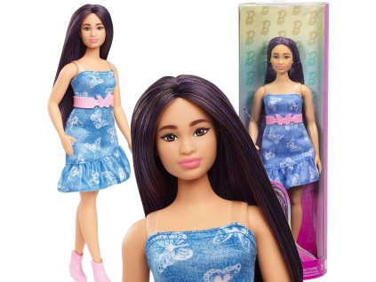Panenka Barbie Fashionistas Bruneta s melírem a motýlími šaty