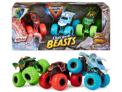 Monster Jam Trucks Charged Beasts sada 3 vozidel 1:64