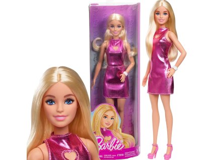 Panenka Barbie Fashionistas blondýnka v růžových šatech