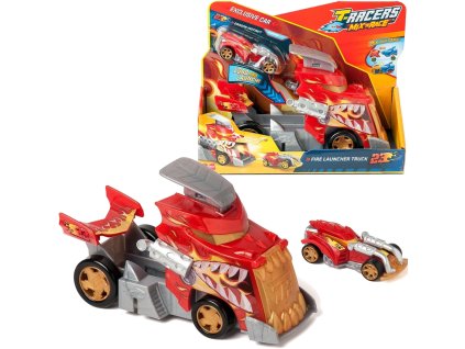 T-Racers Mix'N Race - Požární set s odpalovacím zařízením a náklaďákem