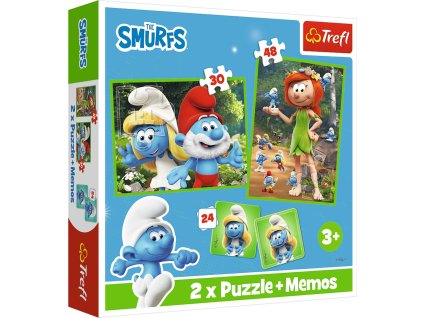 Trefl Puzzle 2v1 + Memos, Veselé hry Smerfů, The Smurfs, den 3+