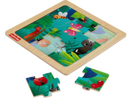 Barevná dřevěná puzzle ukázka hmyzu v lese (10 dílů)