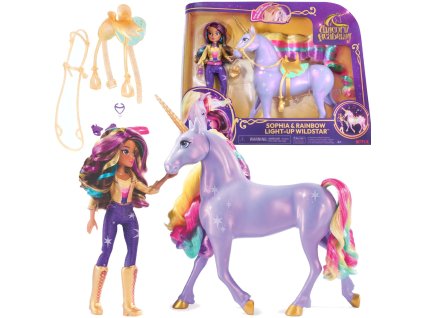 Unicorn Academy - Set panenka Sophia & Wildstar, dívka a jednorožec se světlem + příslušenství