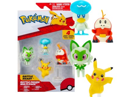 Pokemon Battle – 4 figurky Pikachu, Sprigatito, Fuecoco, Quaxly, 5 cm