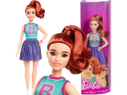 Panenka Barbie Fashionistas – Rudovláska v topu a sukni