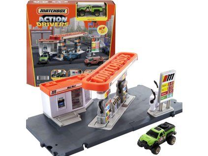Matchbox Action Drivers Čerpací Stanice + auto Questor