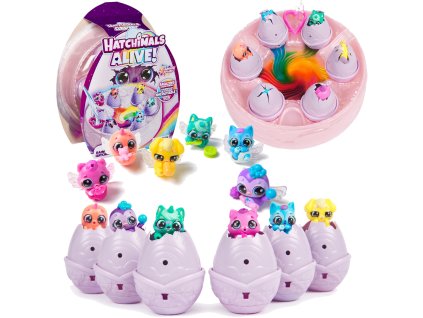 Hatchimals Alive! Duhová líheň sada 6 figurek ve vajíčkách + příslušenství