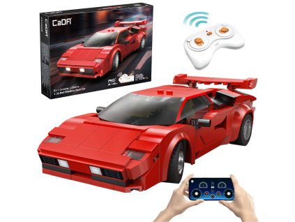 Stavebnice CaDA Dálkově ovládané Sportovní auto 21,1 cm 1:20 Red Shadow 328 dílků RC Dual Mode C51085W