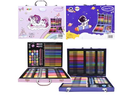 Umělecká sada v kufříku s jednorožcem Růžová 128 dílků