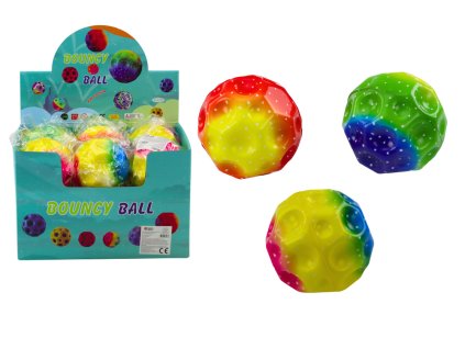 Svítící míček na házení a hnětení s důlky barevný 9.5cm