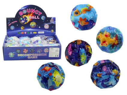 Svítící míček na házení s důlky mořská zvířata 7cm