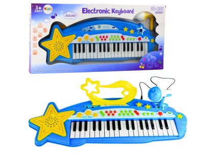 Velký klavír s MP3 37 kláves s mikrofonem Modrý