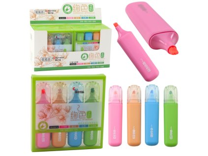 Sada 4 barevných zvýrazňovačů s dvojitým hrotem