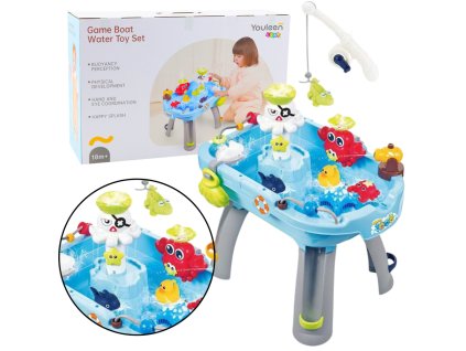 Interaktivní vodní stoleček, rybaření, vodní doplňky, modrý