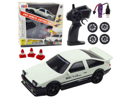 RC driftovací sportovní auto – vyměnitelná kola, 4WD, bílé