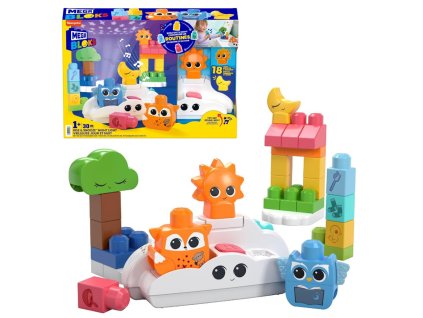 Mega Bloks Sada V Záři Měsíce a Sluníčka Kostky + Noční Lampička 30 ks HTH43