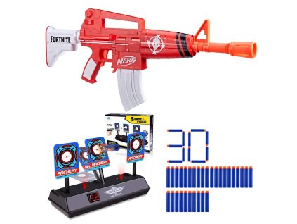 Nerf Fortnite Insightful F7623 + Elektronický Terč 3 Cíle + 30 šipek