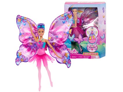 Panenka Barbie Víla Sada 2v1 Šaty s pohyblivými křídly