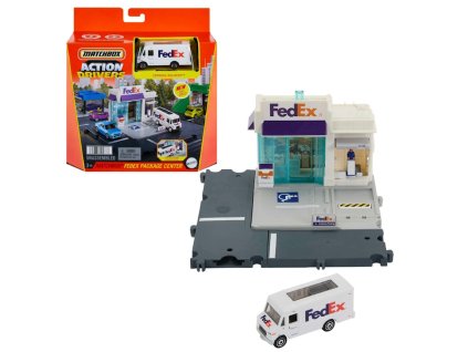 Matchbox Skutečná dobrodružství Expediční centrum Fedex + vozidlo HLY62