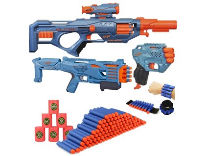 Nerf Elite 2.0 Ultimate Blaster Pack Sada 3 Blasterů + Cíle + Páska + 100 šipek F5402