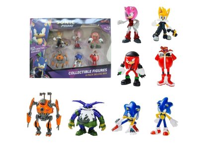 Sonic Prime sada figurek 8-pack Sada A: Doktor Eggman, Sonic Miles, Amy Rose, Knuckles, Eggforcer, Sonic, Big The Cat, Sonic