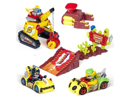 T-Racers - Sada Eagle Jump Vystřelovač + Turbo Crane Jeřáb + 2 figurky