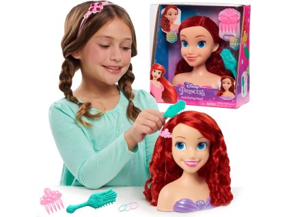 Panenka Hlava na česání a úpravu vlasů Princezna Disney Malá Mořská víla Arielka + doplňky