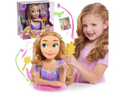 Panenka Hlava na česání a úpravu vlasů + manikúra Princezna Disney Locika Na vlásku + doplňky 13 dílů