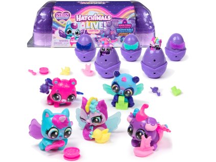 Hatchimals Alive! Neon Rainbow 5 figurek ve vajíčkách a 11 doplňků