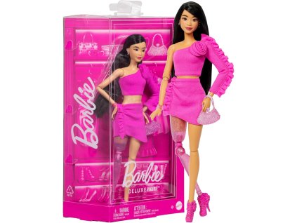 Barbie Sběratelská panenka Deluxe Style brunetka v růžových šatech