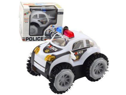 Policejní auto Převrácení Překážkový senzor 360° Světla Zvuky Bílé