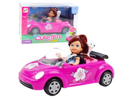 Mini autíčko pro panenku Kabriolet Sada se psem
