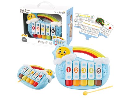 Pětitónové vzdělávací pianko – modré, slunce