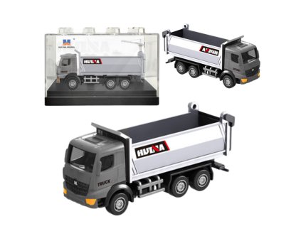 Sklápěčka – kovový sběratelský model Huina, stříbrná, 1:80