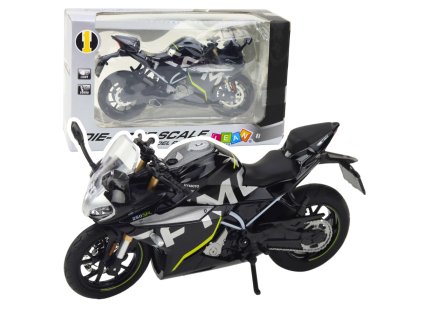 Sportovní motorka kovová světla zvuky černá 250 SR 1:12