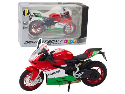 Sportovní motorka kovová červená zelená světla zvuky 1:12