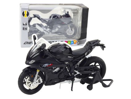 Sportovní motorka kovová světla zvuky černá S1000 1:12