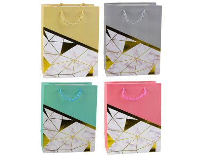 Dárková taška – geometrické vzory, mramor, 23 x 18 x 10,5 cm