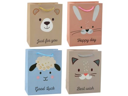 Papírová dárková taška Zvířátka Třpytky 23 x 18 x 10,5 cm