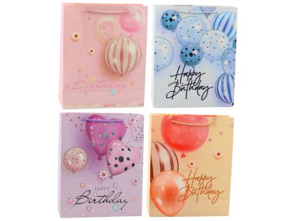 Dárková taška k narozeninám, balónky, 32 x 26 x 12 cm