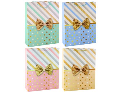 Velká dárková taška s mašlí Zlaté ozdoby 55 x 43 x 15 cm