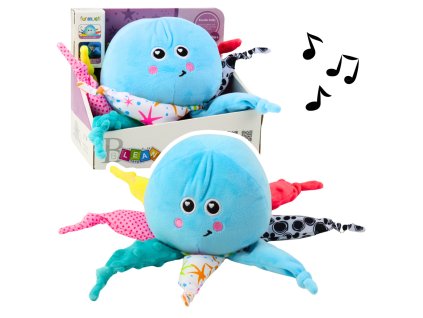 Plyšová chobotnice spící Světlo Zvuk Modrá