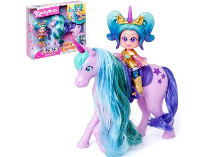 KookyLoos Star – panenka Aurora + jednorožec s vlásky + doplňky