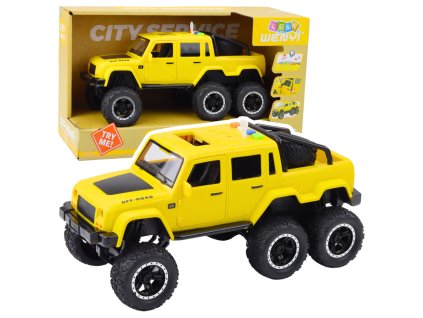 Terénní auto setrvačný pohon světla zvuky žluté 6x6 1:16