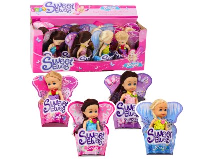 Mini panenka víla elf modrá fialová růžová mix 11,5 cm