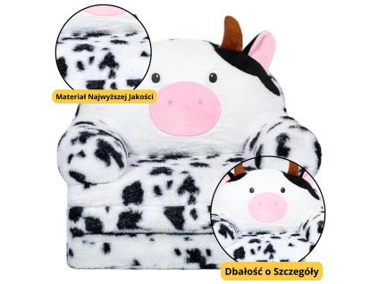 Kráva 3úrovňové polohovací křeslo pro děti černobílé 50x50 cm