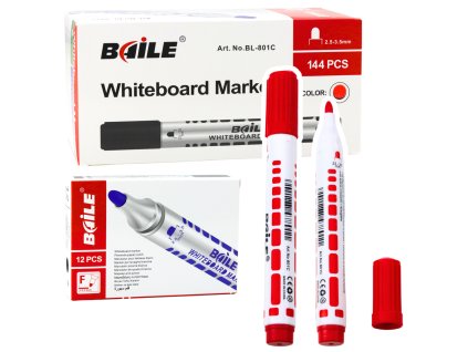 Sada mazacích fixů na tabuli červená 12 ks