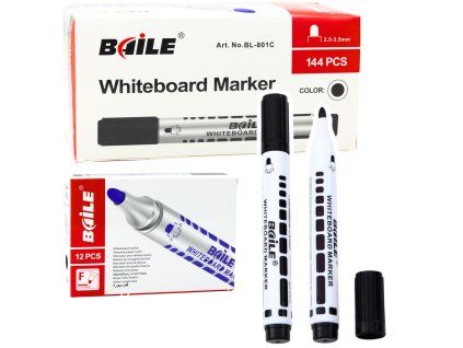 Sada černých fixů na suché stírání tabule 12 ks