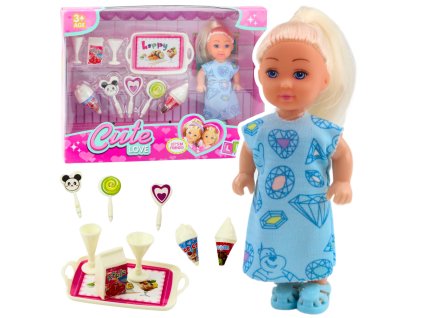 Mini panenka doplňky modré šaty sada