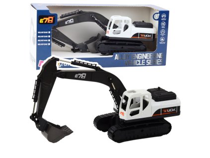 Pásové rypadlo kovová lžíce pohyblivé klouby 360° otáčení bílé